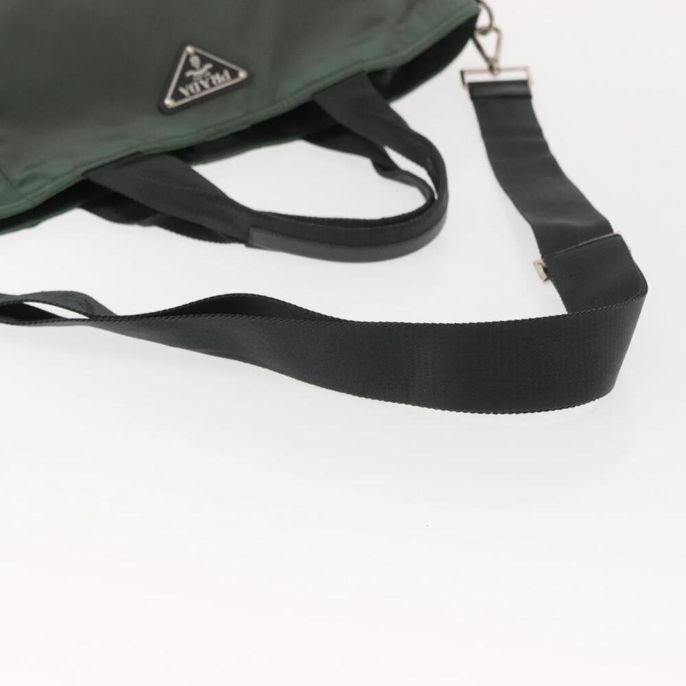 PRADA Tote Bag Nylon 2way Khaki Silver Auth 146790 - Picture 8 of 16